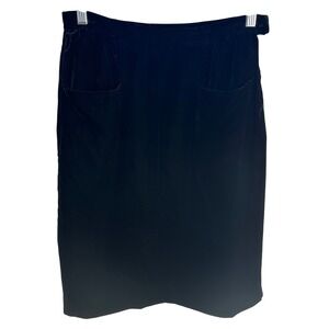 Vintage Gucci Black Velvet‎ Pencil Skirt Made in Italy Size 42 High Waist Pocket